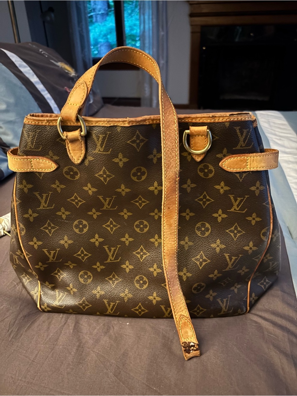 Louis Vuitton Monogram Canvas Shoulder Bag in Brown and Tan